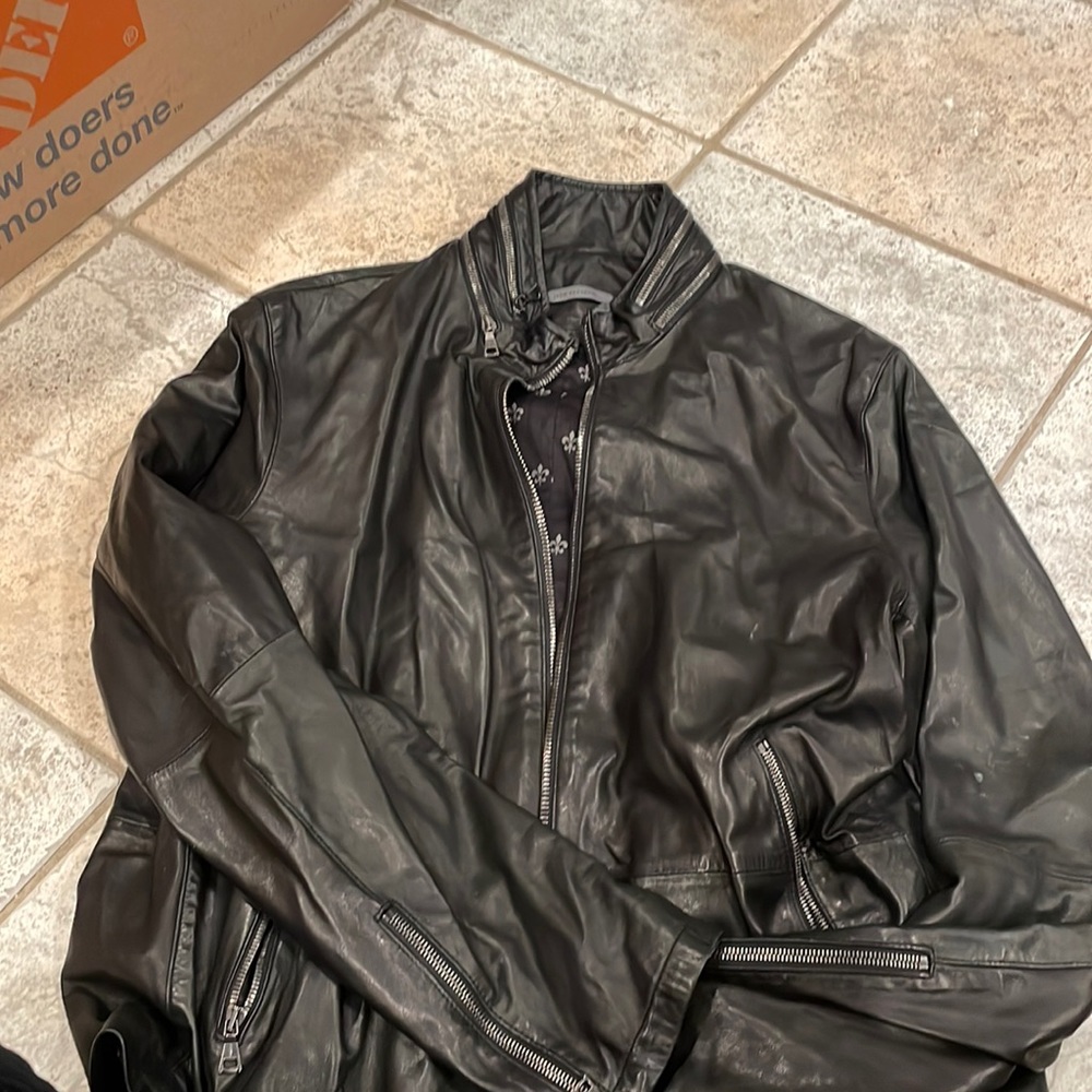 John varvatos leather black  sheep skin jacket